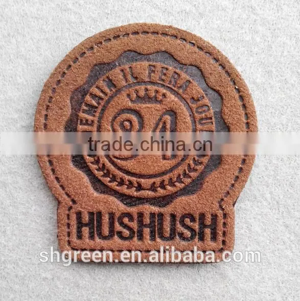 Dark Brown Irregular False Leather Label for Pants photo-2