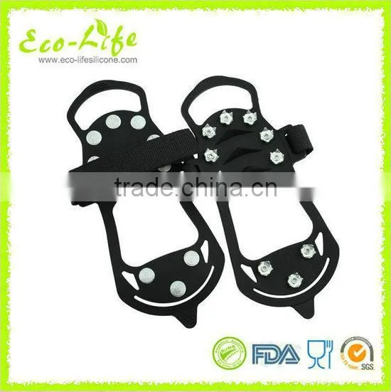 4 Sizes 10 Spikes Silicone Snow Ice Crampons, Anti-skid Shoe Cover for Ice and Snow