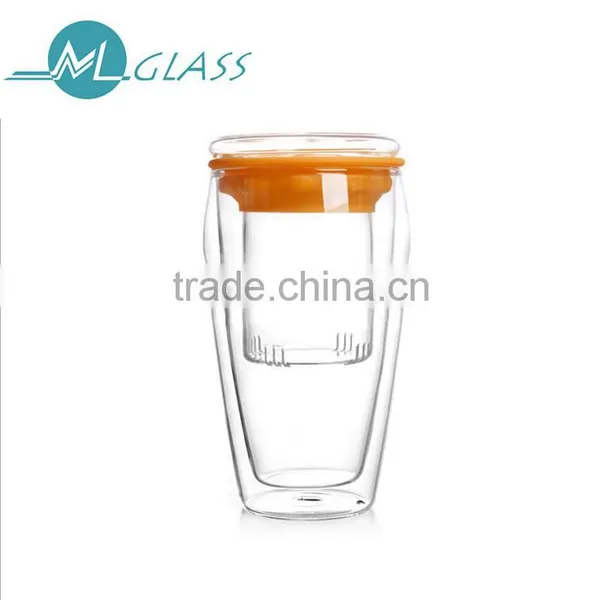 Portable Double Wall Glass Tea Infuser Bottle With Tea Strainer photo-3