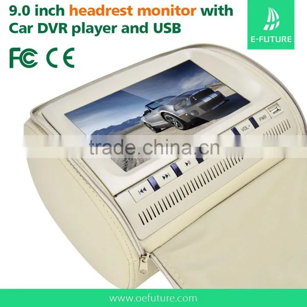 Automobiles 9 Inch Car Dvd Headrest Monitor With Leather Zipper,USB,SD,FM,IR Audio. photo-2