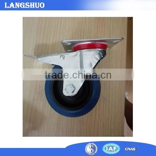 Qing Dao Lang Shuo Cheap Rubber Casters 4 Inch Locking Caster Wheels photo-4