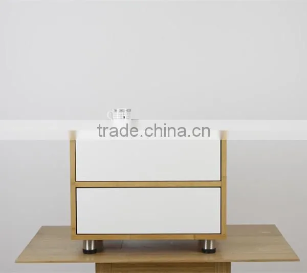 Small Bamboo Material Living Room Storage Cabinet With Two Drawer photo-5