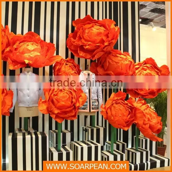 Shop Window Display Custom Decorative Giant Red Paper Flower photo-3