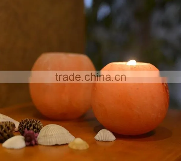 Handmade Candleholder Himalayan Round Crystal Rock Salt Votive Candle Holder photo-3