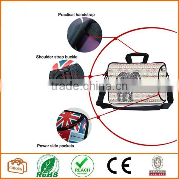 13-Inch Pink Water Ripples Bohemian Style Grey Elephant Neoprene Laptop Sleeve Case Bag Handbag With Extra Side Pocket photo-4