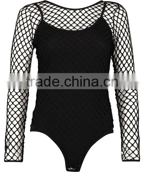 2016 Cheap Wholesale Custom Fashion Sexy Girl Black Mesh Bodysuit For Women photo-2