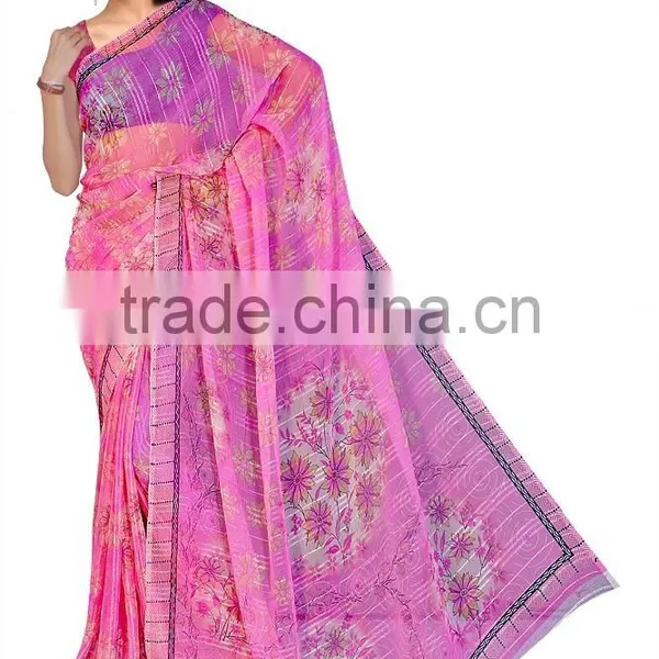 Pink Color Sari in Georgette photo-4