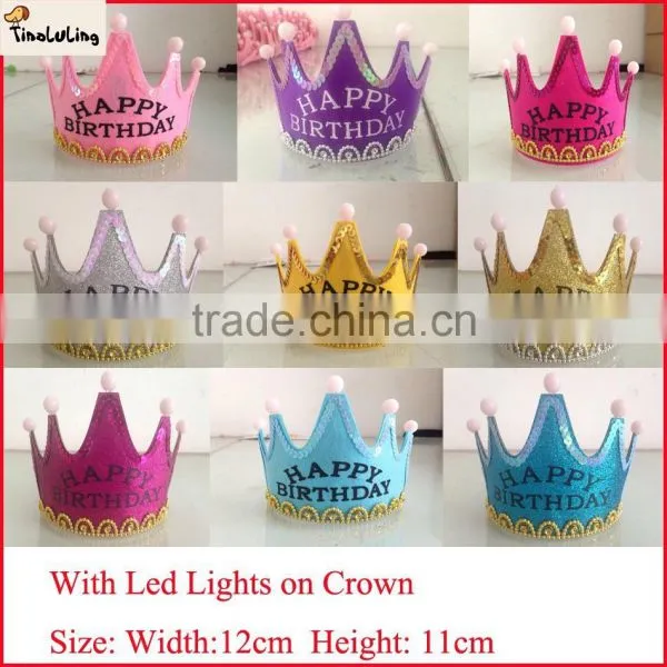 New Fashion Happy Birthday Hair Accessory Crown Hair Styling Tools Hair Ornaments With Light photo-2