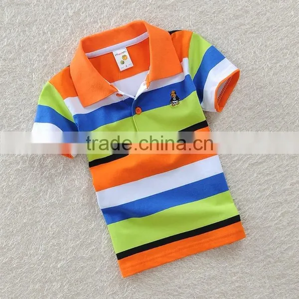 New Design Custom Boy Fancy Shirt Stripe Polos Colorful Polo Shirt photo-2