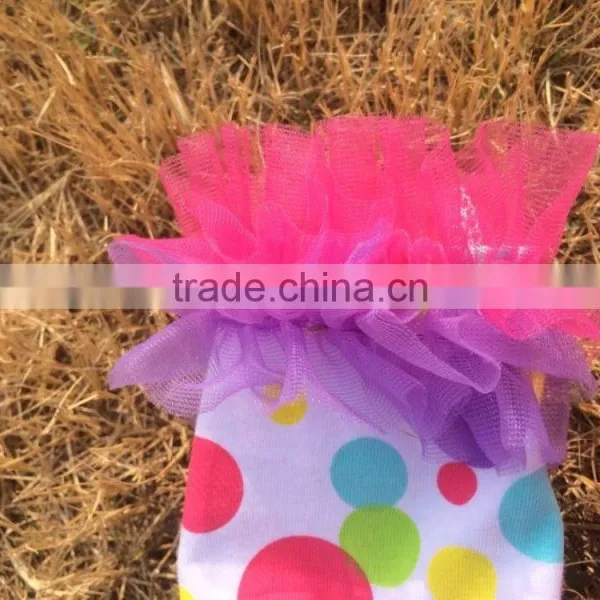 2015 New Baby Girls Kids Color Dots Bunny Easter Dress With Necklace and Headband Wholesale Set photo-2