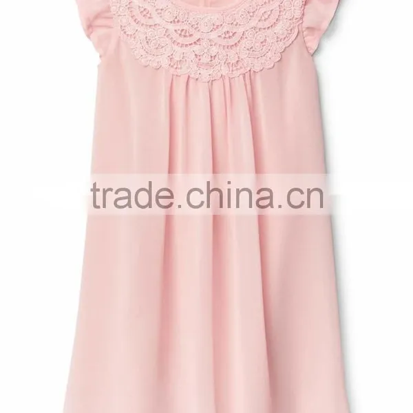 2017 OEM Services Fashion Custom Clothing Child Smocked Dress Lace Neckline Flutter Dress photo-2