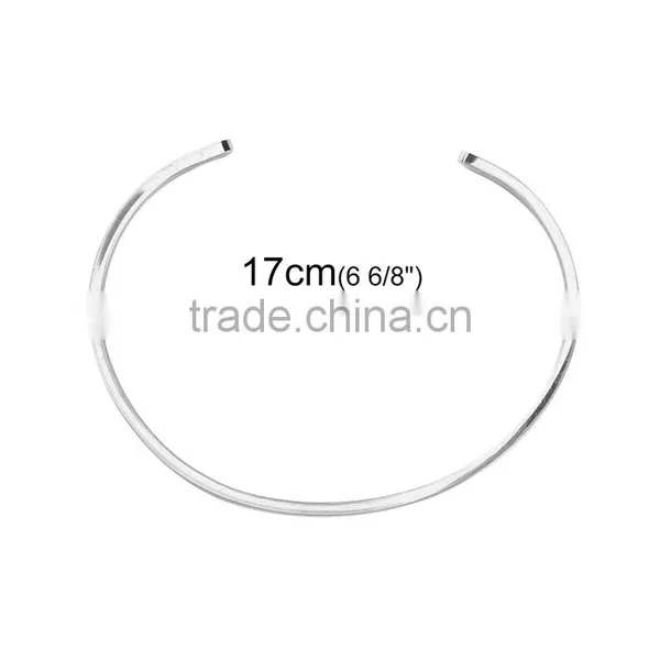 304 Stainless Steel Open Cuff Bangles Bracelets Silver Tone photo-2