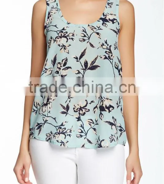 New Arrival Designer Casual Floral Tight Silk Tank Top photo-2
