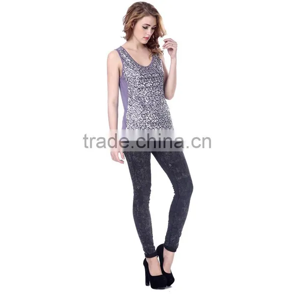 Women's Cotton Sequined Fitness Tank Top photo-5