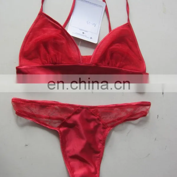 New Arrival Fancy Red Lace Lingerie Soft Cup Brassiere G-STRING Panties Bra Set Underwear