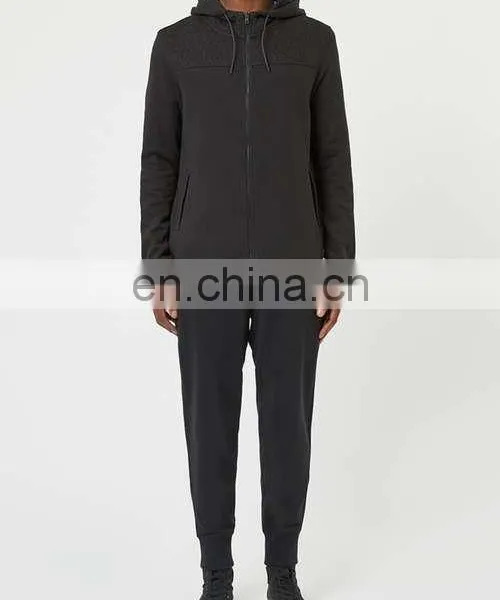 Mens Side Pockets Flecked Shoulder Black Hoodie photo-5