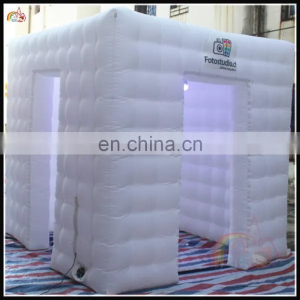 White Cube Portable Inflatable Photo Booth With Colorful LED Tube Lights Inside From Photo Booth Enclosure photo-2