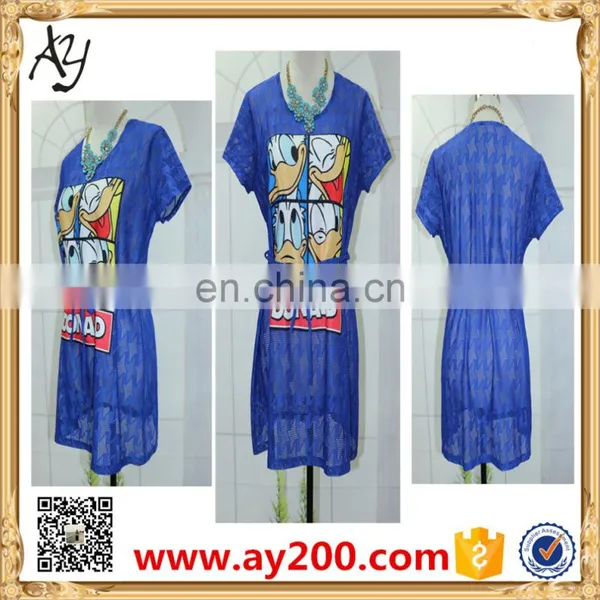 Print Picture's T-shirt New Lace Material Latest Tops for Girls