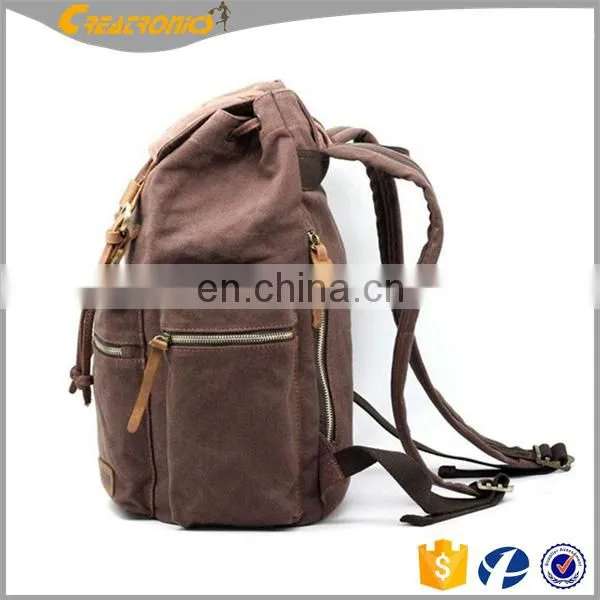 Top Quality Unisex Factory Price Outdoor Laptop Canvas Backpack Casual Daypacks Bookbags Genuine Leather Backpack photo-3