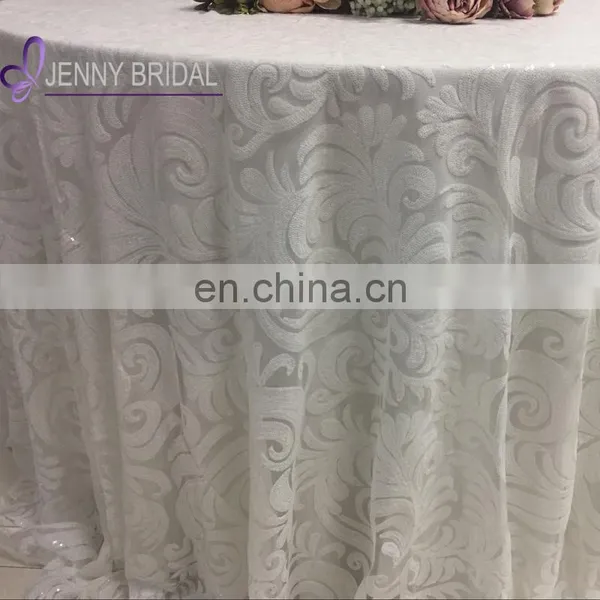 TC188B White 90 Linen Tukish Sequin Fabric Table Cloth photo-5