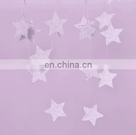 1set Paper Star Banner Garlands 2M Birthday String Chain Banner Ornaments Curtain Wedding Party Room Decor Supplies photo-3