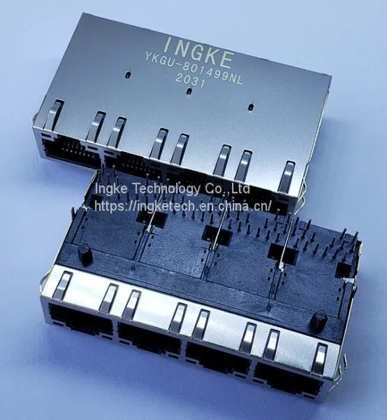 INGKE YKGU-801499NL Direct Substitute L826-1A4T-32-F 4 Port Low Profile Gigabit RJ45 Through Hole Magnetic Jack Connectors
