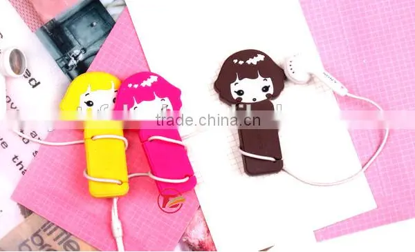 Hottest Little Girl Silicone Earphone Winder Lines Cable Winder photo-4