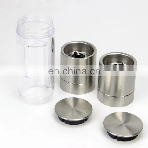 2 in 1 Stainless Steel With Adjustable Ceramic Grinding Mechanism Clear Acrylic Body Salt And Pepper Grinder photo-4