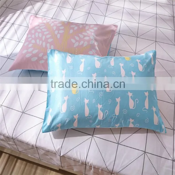 Blue Cat Print Sheets Animal Pattern Cotton Kids Quilt Set 4 Pcs Queen Size Children Bedding Set photo-5
