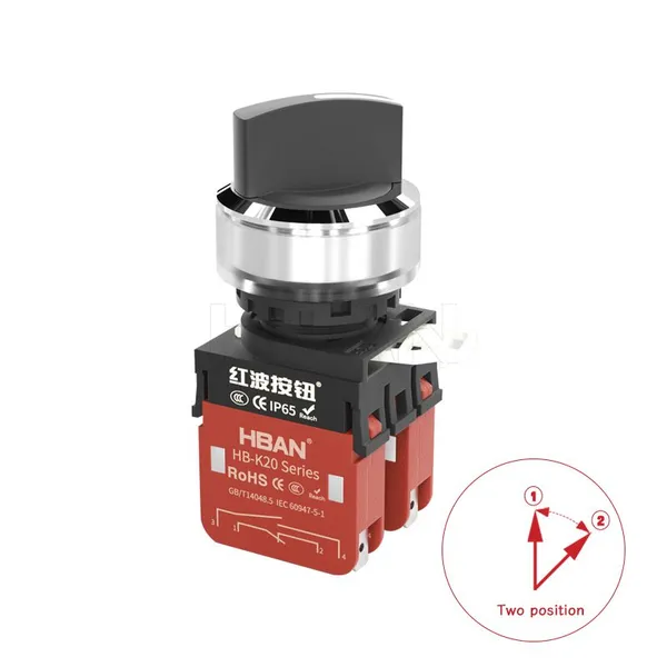 Ip65 30mm Chrome Plated Brass Rotary 2 Position 20a 1no 1nc on off Latching Switch