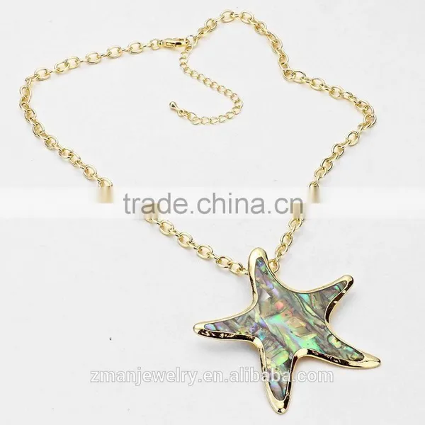 Sea Life Jewelry Coastal Starfish Abalone Pendant Necklace photo-2