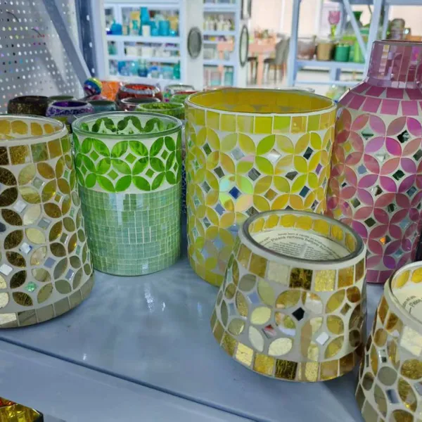 Glass Jar Glass Candle Holder Glass Vase Mosaic Vase photo-2