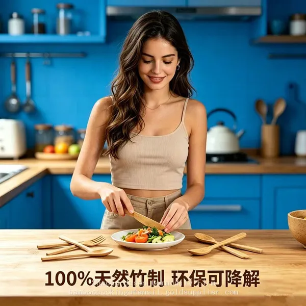 Bamboo Spoon Fork and Knife Bamboo Wood Cutlery Set Wholesale