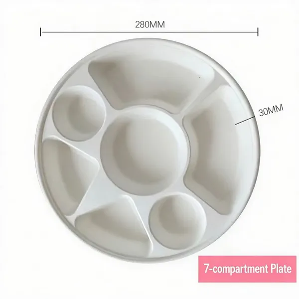Sugarcane Bagasse Compartment Plate Wholesale, OEM Custom Service, Molded Fiber Divided Plate With After-Sales Support photo-2