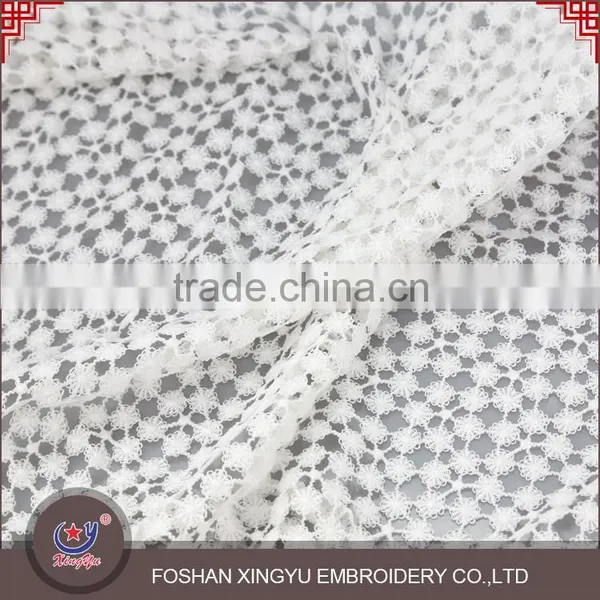 Chinese Manufacturer New Design Embroidery Lace White Embroidered Wedding Decoration Fabric