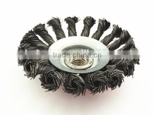 4-Inch Knot Twisted Steel Wire Brush Disc With Curled Selvedge Cup,twist and Slim Disc photo-3