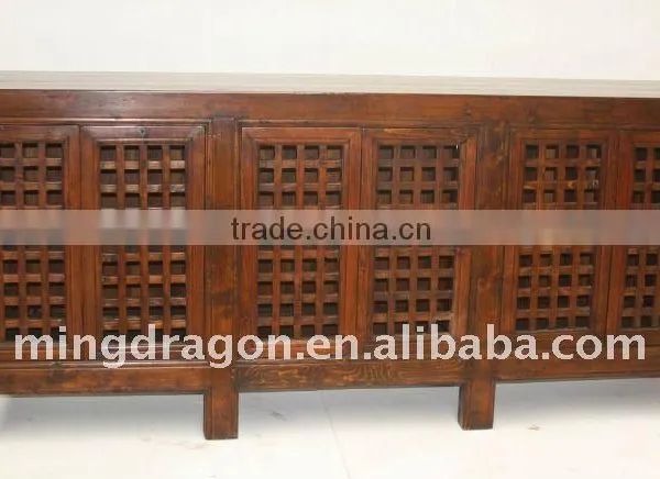 Chinese Antique Wooden Low Bookcase Cabinet / Kitchen Cabinet