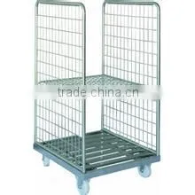 Warehouse Mobile Roll Container cage with plastic base chassis tray F-1 (4sides)