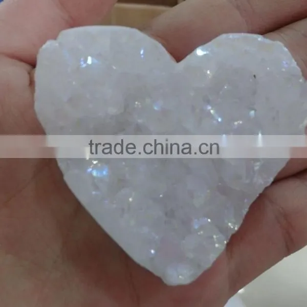 Natural Jewelry Accessory Agate White Druzy Heart Shape Pendant Loose Stone photo-4