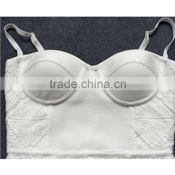 Cocktail Party Wear Ladies New Model Fashion Long Midi White Bustier Lace Dresses photo-5