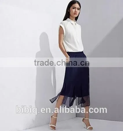 2015 Fashion Design White Loose Cardigan Women Chiffon Shirt photo-3