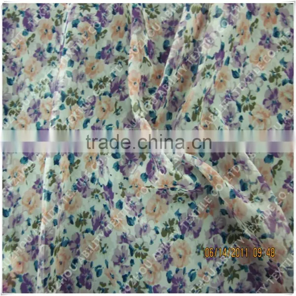 100% Polyester Japanese Silk Chiffon Floral Printed Fabric photo-2