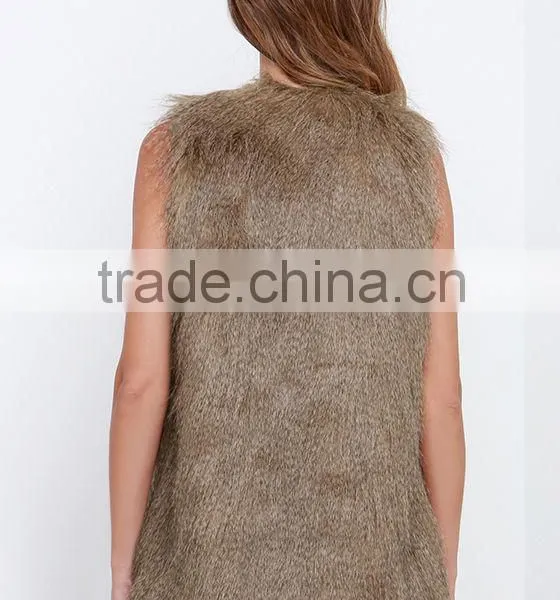 Women Faux Fur Vests Waistcoats for Ladies Coat Outerwear Waistcoat photo-2