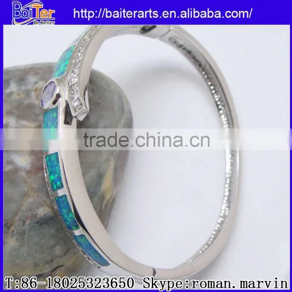 Wholesale Fashion Women's Synethic Blue Fire Opal Bangle photo-3