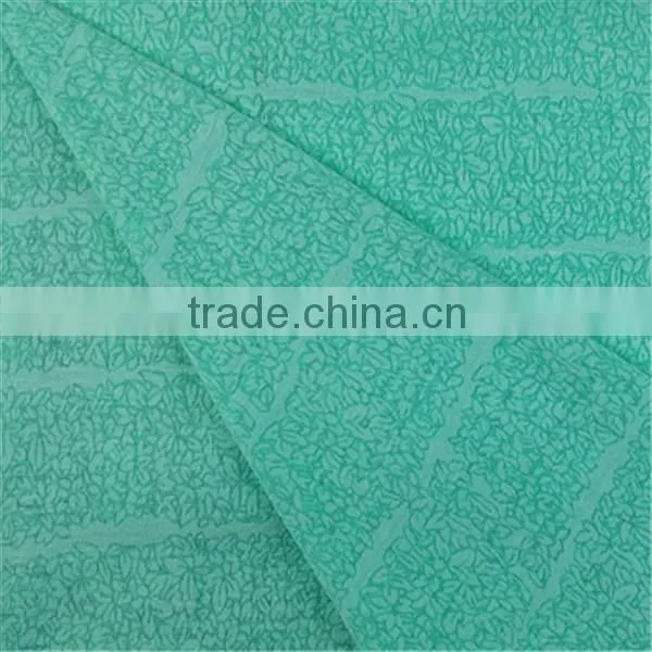Esse Textile Knitted Blue Flower Fabric T/R Fabric Burnout Fabric for Garment