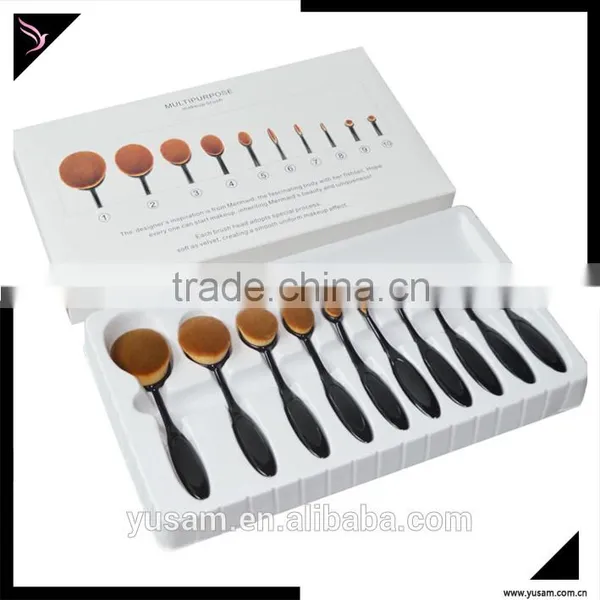 Oval Cosmetic Tooth Brush Makeup Brush Set