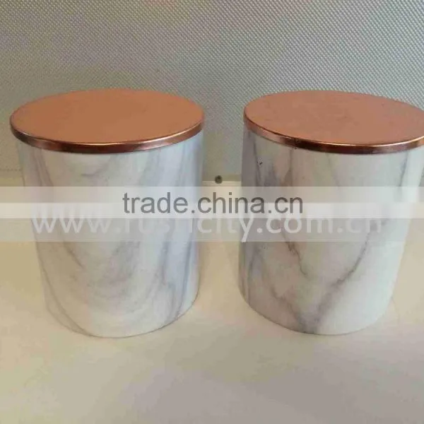 Scented Soy Wholesale Marble Jar Candle With Lids Gold Lid photo-2