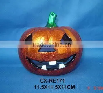 Ceramic Pumpkin Candle Holder for Halloween Decoration photo-4