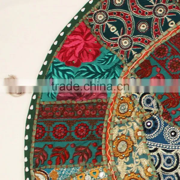 Indian Round Decorative Pillow Covers Indian Throw Pillows Indian Round Cushion Covers Pom Pom Round Pillows photo-2