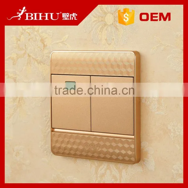 Bihu Glod PC Material 2 Gang 2 Way Switch Electric Wall Switch for Home photo-6
